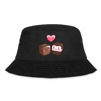 Schokolade Paar Liebe Herz Valentinstag - Bucket Hat - Schwarz - Vorne - Lela (165cm)