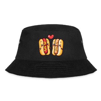 Hotdog Paar Liebe Herz Valentinstag - Bucket Hat - Schwarz - Vorne - Lela (165cm)
