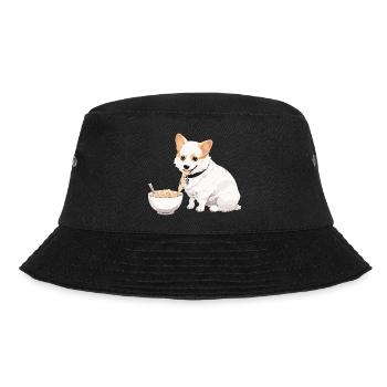 Corgi Eating Ramen #1 - Bucket Hat - black - Front - Lela (165cm)