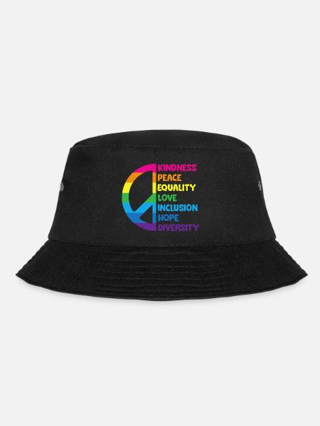Freundlichkeit, Frieden, Gleichheit, Liebe, Inklusion, Hoffnung - Bucket Hat - Schwarz