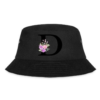 Lila Blumenbuchstabe D - Bucket Hat - Schwarz - Vorne - Lela (165cm)