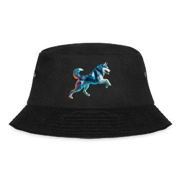 3D Geometric Origami Husky Sled Dog - Bucket Hat - black - Front - Lela (165cm)