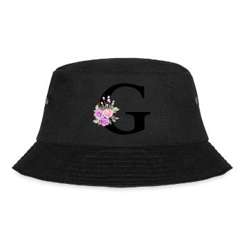Lila Blumenbuchstabe g - Bucket Hat - Schwarz - Vorne - Lela (165cm)