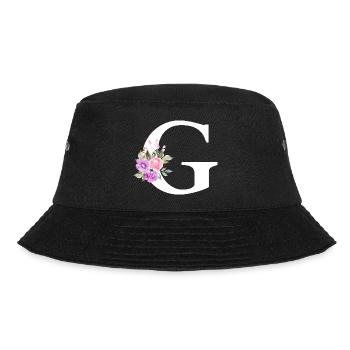 Lila Blumenbuchstabe g - Bucket Hat - Schwarz - Vorne - Lela (165cm)