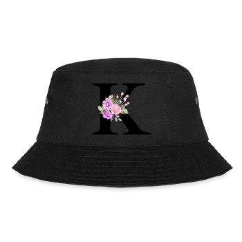 Purple Floral K Letter - Bucket Hat - black - Front - Lela (165cm)
