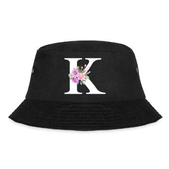 Lila floraler K-Buchstabe - Bucket Hat - Schwarz - Vorne - Lela (165cm)