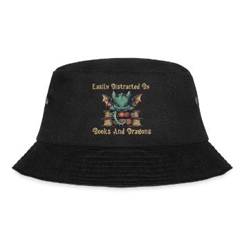 Easily distracted by books and dragon graphics - Bucket Hat - black - Front - Lela (165cm)