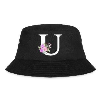 Lila Blumenbuchstabe u - Bucket Hat - Schwarz - Vorne - Lela (165cm)