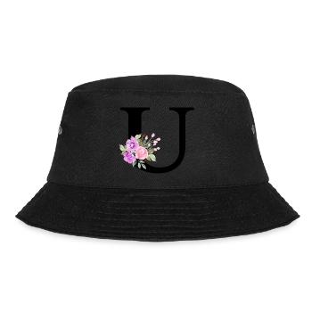 Lila Blumenbuchstabe u - Bucket Hat - Schwarz - Vorne - Lela (165cm)