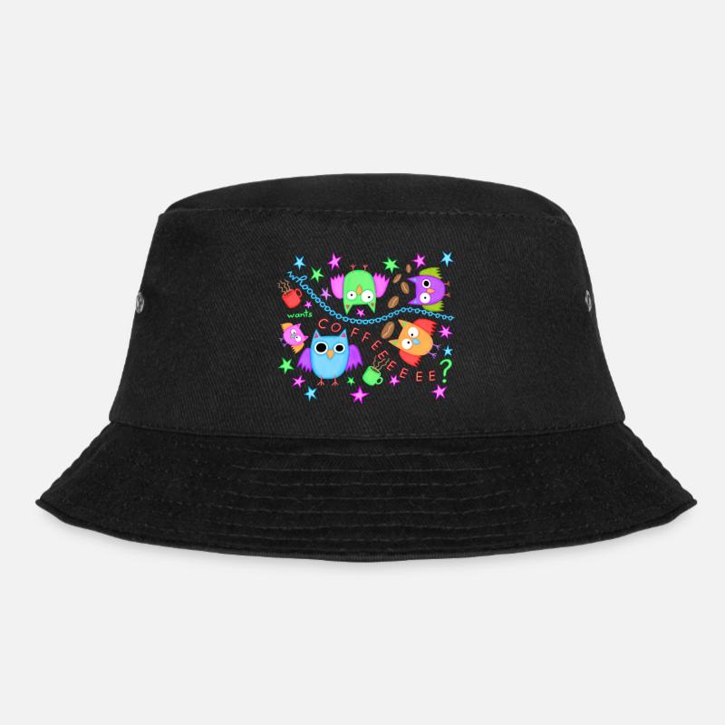 Kaffee Eulen lustig Eule Müde Koffein Büroleben - Bucket Hat - Schwarz