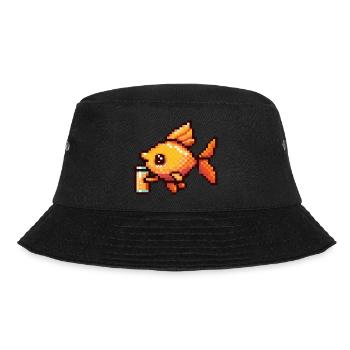 Poisson rouge bière pixel - Bob - noir - Devant - Lela (165cm)
