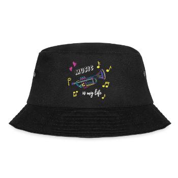 Trompete - Music is my life - Musik - Instrument - Bucket Hat - Schwarz - Vorne - Lela (165cm)