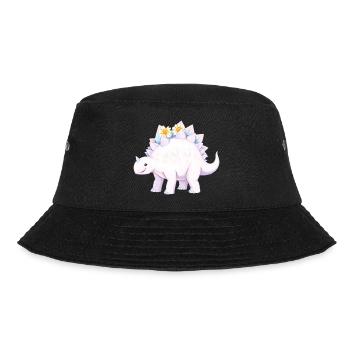Skurriler lila Dinosaurier mit Gänseblümchen - Bucket Hat - Schwarz - Vorne - Lela (165cm)