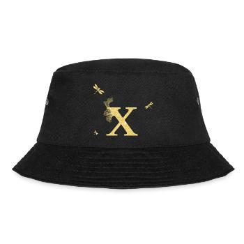 Letter x Gold Glitter Dragonfly - Gift Idea - Bucket Hat - black - Front - Lela (165cm)
