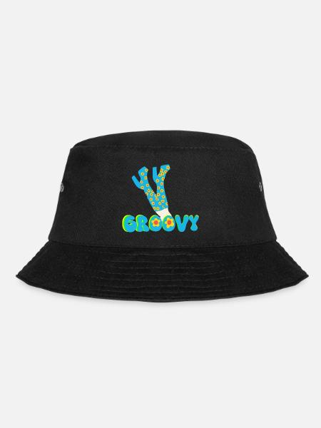 Retro-Vibes Flower Power - Bucket Hat - Schwarz