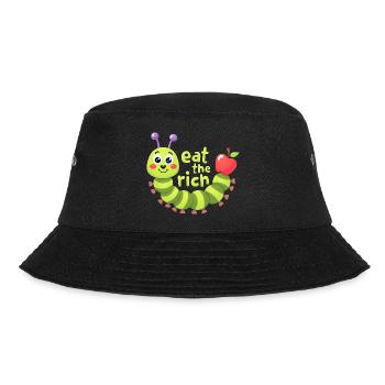 Eat The Rich Hungry Cute Caterpillar Worm - Bucket Hat - black - Front - Lela (165cm)
