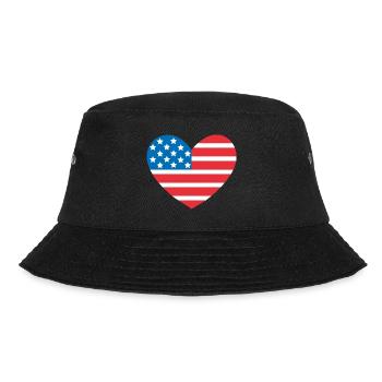 USA Flag Heart - Bucket Hat - black - Front - Lela (165cm)