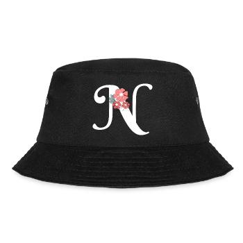 Buchstabe n Minimalistische Blumen - Bucket Hat - Schwarz - Vorne - Lela (165cm)