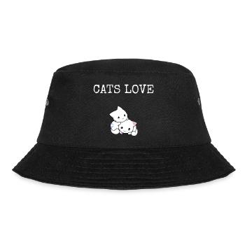 Geschenkidee für Katzenliebhaber - Bucket Hat - Schwarz - Vorne - Lela (165cm)