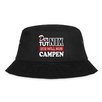Der tut nix der will nur Campen - Spruch - Bucket Hat - Schwarz - Vorne - Lela (165cm)