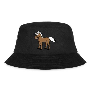 Pferd Lacht Komisch Lustige Grimasse Albern Comic - Bucket Hat - Schwarz - Vorne - Lela (165cm)