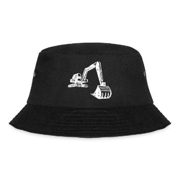 Excavator Silhouette Construction Worker Grunge Design - Bucket Hat - black - Front - Lela (165cm)