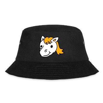 Pferd Süß Pony Fohlen Lange Haare Niedlich Comic - Bucket Hat - Schwarz - Vorne - Lela (165cm)