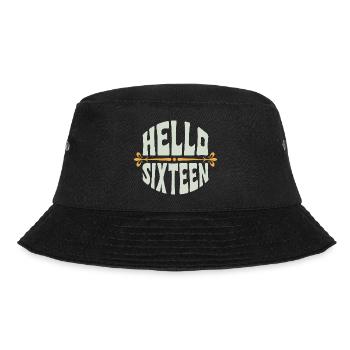 Hello Sixteen 16 Years Retro - Bucket Hat - black - Front - Lela (165cm)