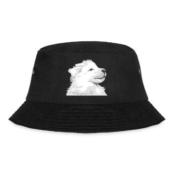 Weißer Welpe - Bucket Hat - Schwarz - Vorne - Lela (165cm)