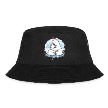 Cuddling polar bears in winter – a loving motif - Bucket Hat - black - Front - Lela (165cm)