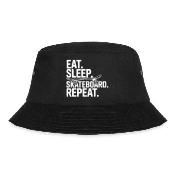 Iss. Schlaf. Skateboard. Wiederholen. - Bucket Hat - Schwarz - Vorne - Lela (165cm)