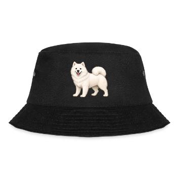 Weißer, pelziger Samojeden - Bucket Hat - Schwarz - Vorne - Lela (165cm)