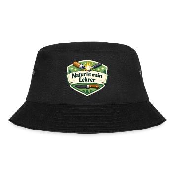 Natur ist mein Lehrer – Waldbadge - Bucket Hat - Schwarz - Vorne - Lela (165cm)