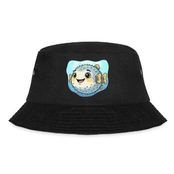 Puffer Fish Kawaii Underwater Delight - Bucket Hat - black - Front - Lela (165cm)