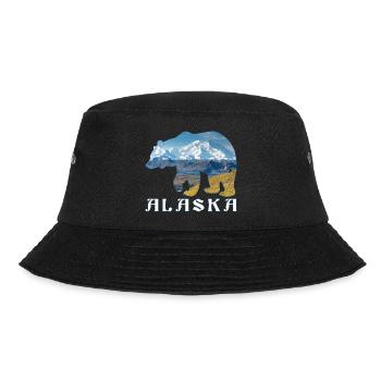 Alaskan Bear Lake and Mountain Alaska Souvenir - Bucket Hat - black - Front - Lela (165cm)