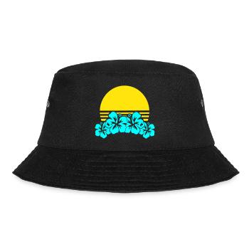 Sun Hibiscus Neon Tropics - Bucket Hat - black - Front - Lela (165cm)