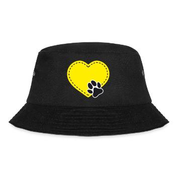 Cœur jaune personnalisable avec patte de chien - Bob - noir - Devant - Lela (165cm)