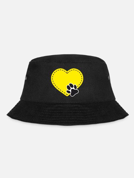 Cœur jaune personnalisable avec patte de chien - Bob - noir