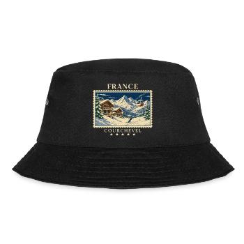 Frankreich Courchevel Vintage Reisemarke - Bucket Hat - Schwarz - Vorne - Lela (165cm)
