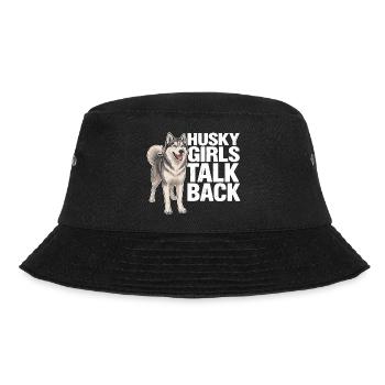 Husky-Mädchen widersprechen lustiger sibirischer Husky-Hund - Bucket Hat - Schwarz - Vorne - Lela (165cm)