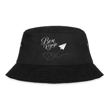 Bon Voyage gute Reise Papierzug Flugzeug mit Herz - Bucket Hat - Schwarz - Vorne - Lela (165cm)