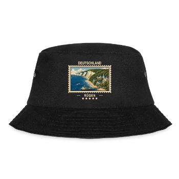 Deutschland Rügen Vintage Reisemarke - Bucket Hat - Schwarz - Vorne - Lela (165cm)