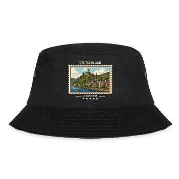 Deutschland Cochem Vintage Reisemarke - Bucket Hat - Schwarz - Vorne - Lela (165cm)