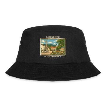 Österreich Baden bei Wien Vintage Reisemarke - Bucket Hat - Schwarz - Vorne
