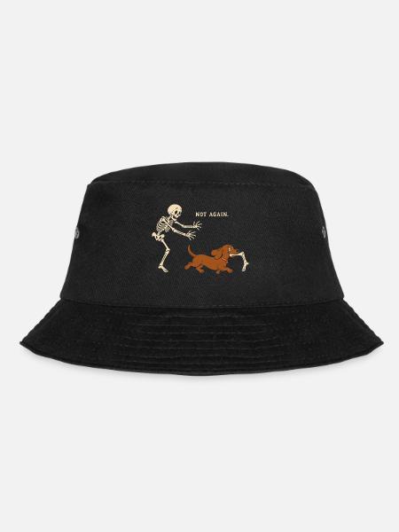 Halloween - Lustiges Skelett Hund Motiv - Bucket Hat - Schwarz