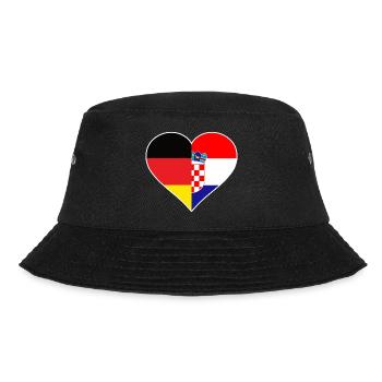 Deutsch-Kroatisches Flaggenherz - Bucket Hat - Schwarz - Vorne