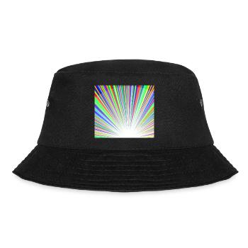 Leuchtendes Regenbogen-Sonnenstrahlmuster - Bucket Hat - Schwarz - Vorne