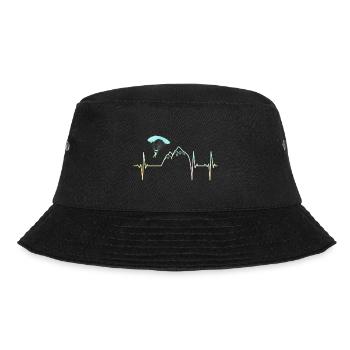 Heartbeat Graphic Paragliding Paraglider Skydiver - Bucket Hat - Schwarz - Vorne - Lela (165cm)