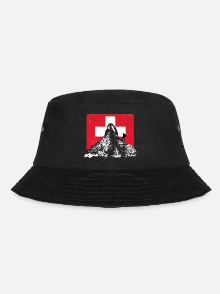Wandern - Berge - Schweiz - Bucket Hat - Schwarz