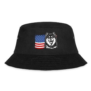 Finnischer Lapphund Amerika Fahne Hunde Wilsigns - Bucket Hat - Schwarz - Vorne - Lela (165cm)